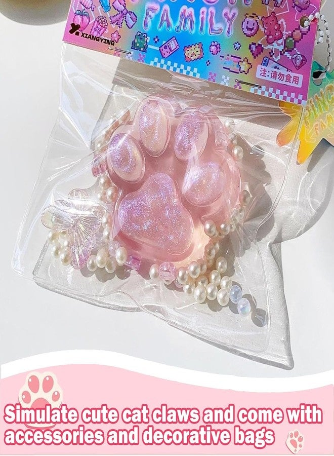 RAMONI 2 Pcs Cat Paw Squishy, Squishy with Pearl Butterfly Accessories, Animals Stress Relief Taba Squishy Paw, Cute Animals Stress Relieving Fidget Toy for Boys Girls Birthday Party Gifts - Image 4